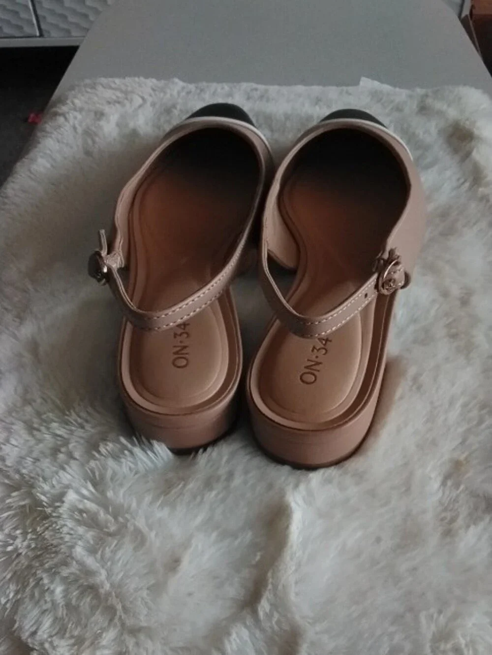 ON-34TH Nude and Black Two-Tone Slingback Flats